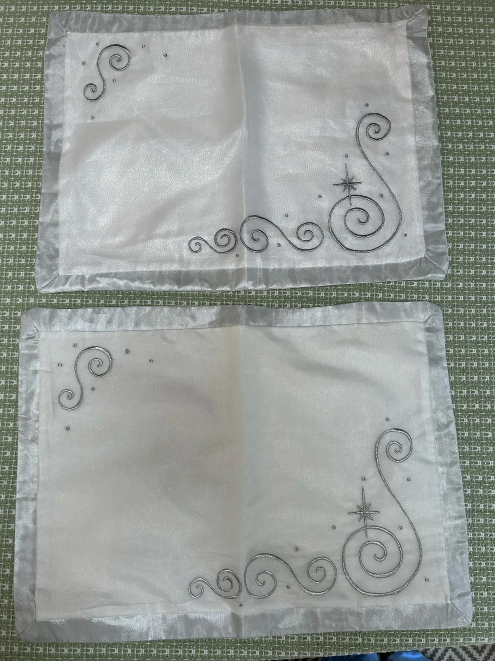 Elegant Silver Swirl “Accents by Jabara” Placemats - Set of 2, cotton/polyester